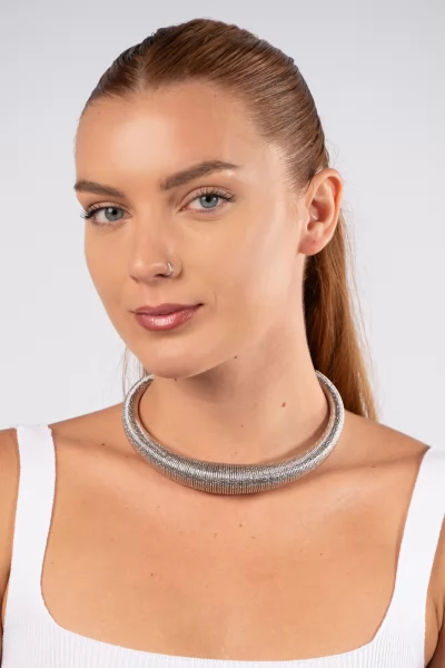 Necklace Choker Spiral Silver
