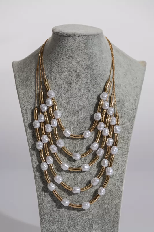 Necklace Multiple Lines Pearl