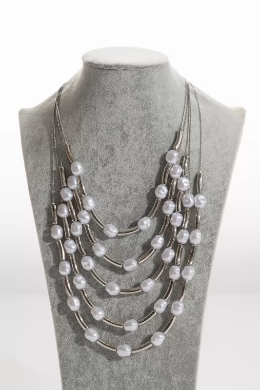 Necklace Multiple Lines Pearl