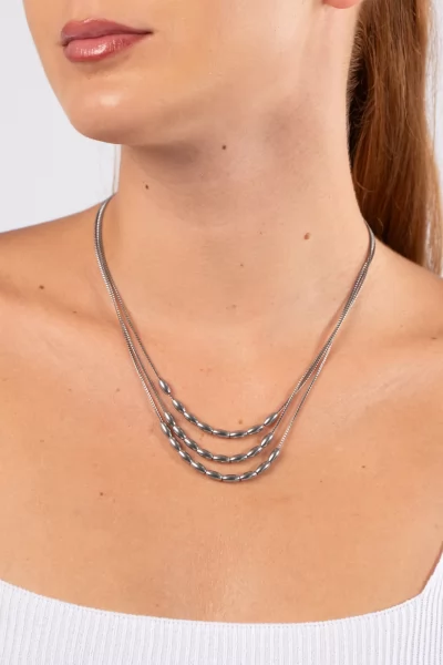 Necklace Triple Oval Silver