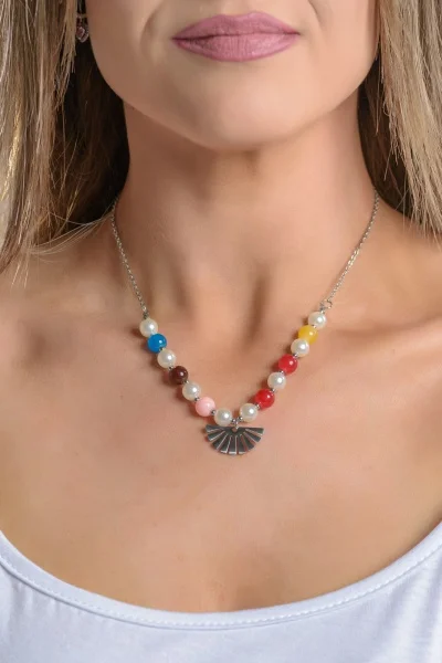 Fan necklace Multicolor-Silver