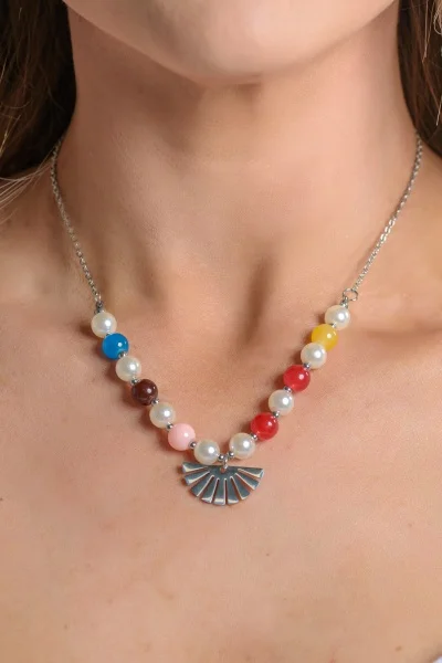 Fan necklace Multicolor-Silver