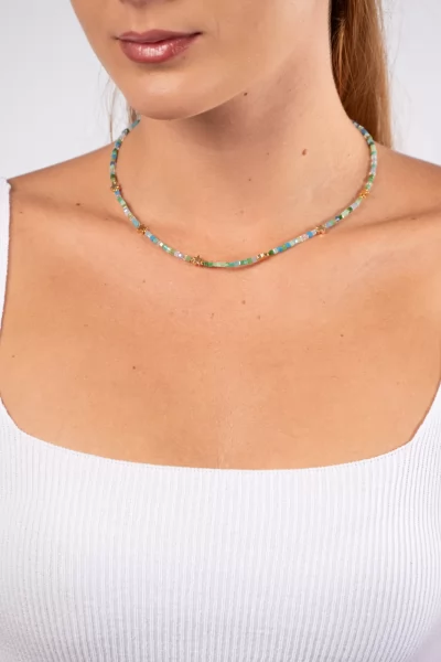 Necklace Beads Multicolour Light Blue-Green