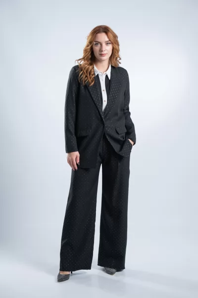 Suit Silver Polka Dots Black