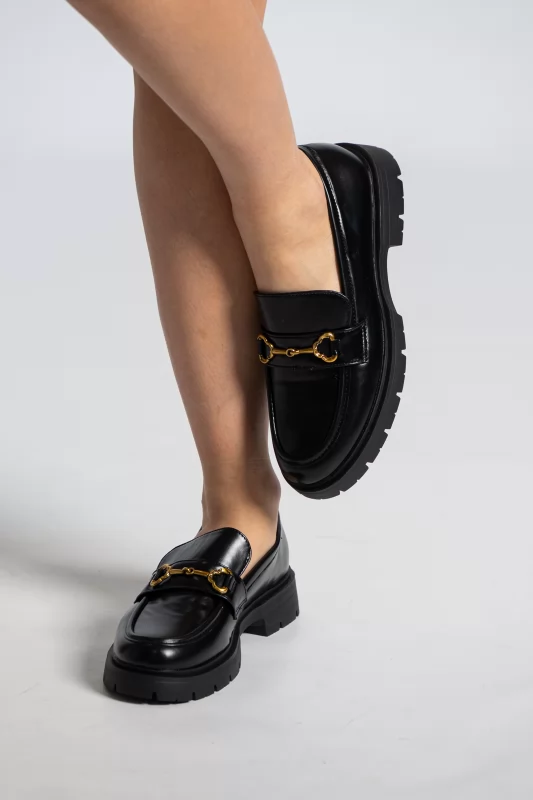 Leatherette Loafers Buckle