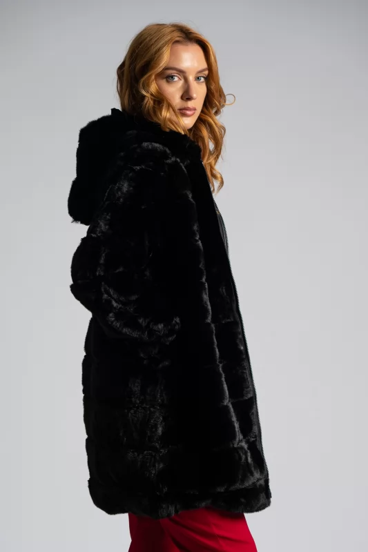 Midi Furry Coat Hoodie