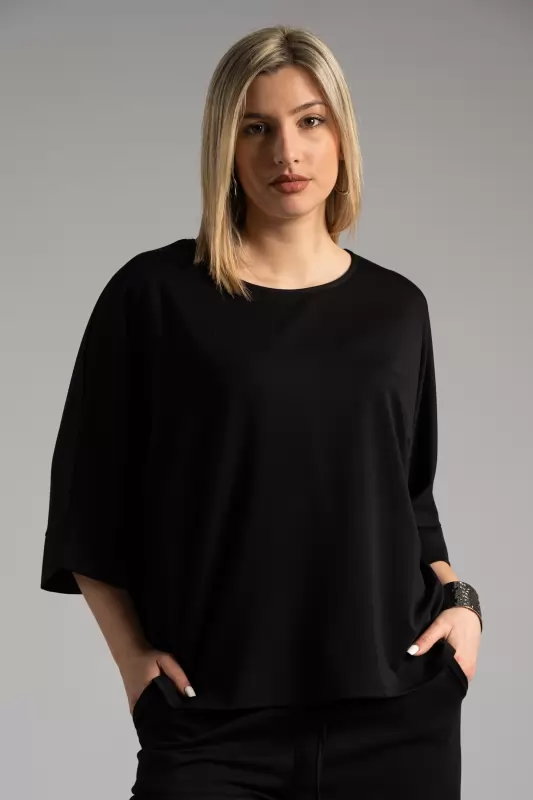 Blouse 3/4 Sleeves Batwing Sleeves