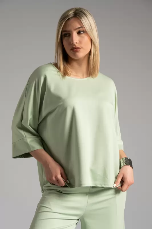 Blouse 3/4 Sleeves Batwing Sleeves