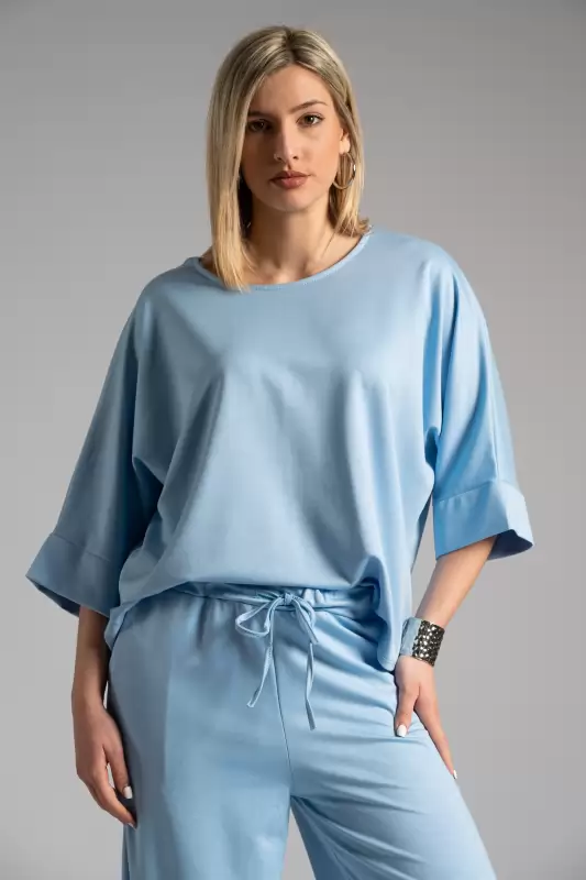 Blouse 3/4 Sleeves Batwing Sleeves