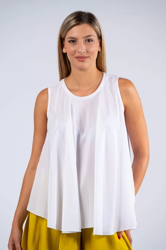 Blouse Sleeveless Lurex White