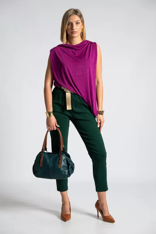 Blouse Sleeveless Draped Asymmetric