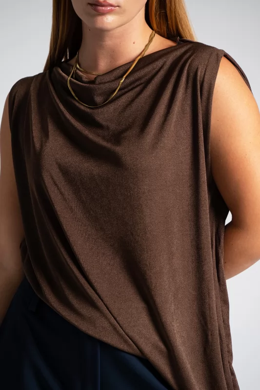 Blouse Sleeveless Draped Asymmetric