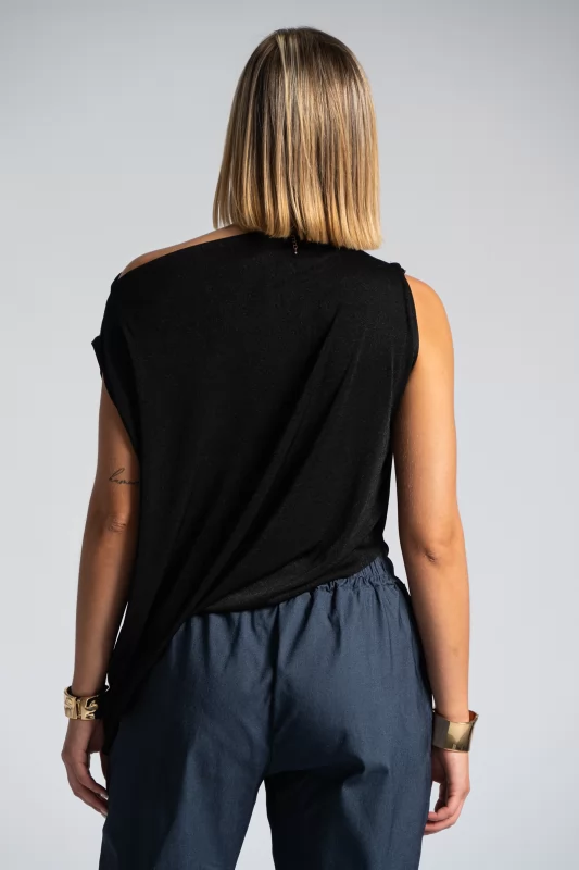 Blouse Sleeveless Draped Asymmetric