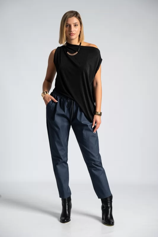 Blouse Sleeveless Draped Asymmetric