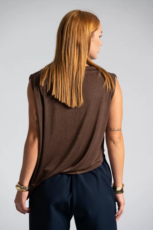 Blouse Sleeveless Draped Asymmetric