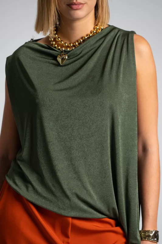 Blouse Sleeveless Draped Asymmetric