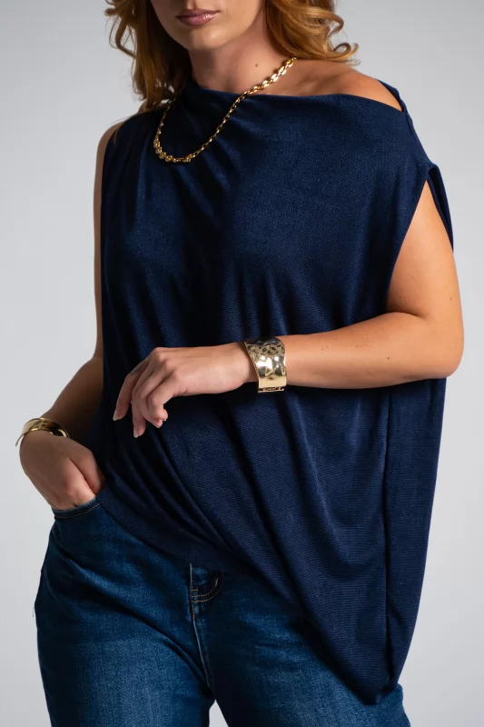 Blouse Sleeveless Draped Asymmetric