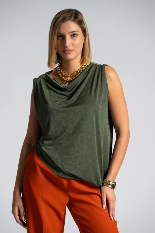 Blouse Sleeveless Draped Asymmetric