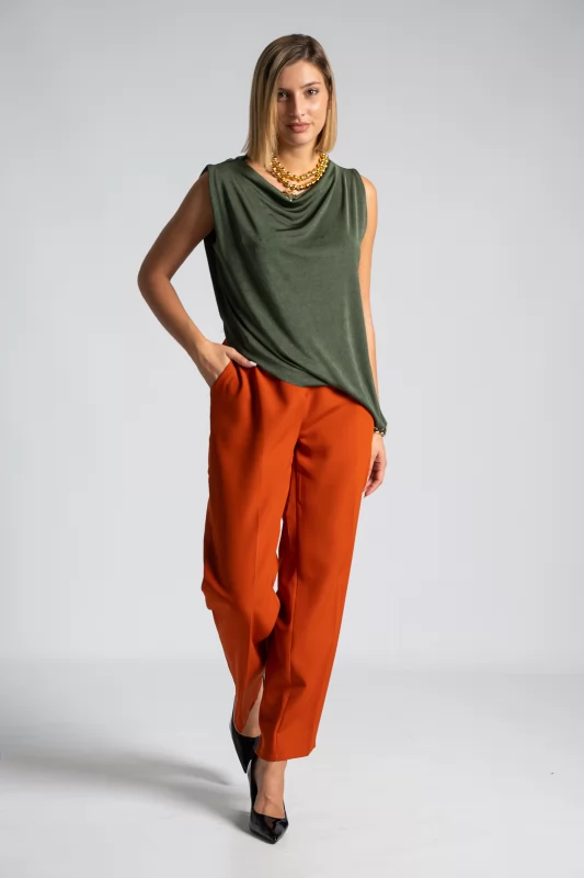 Blouse Sleeveless Draped Asymmetric