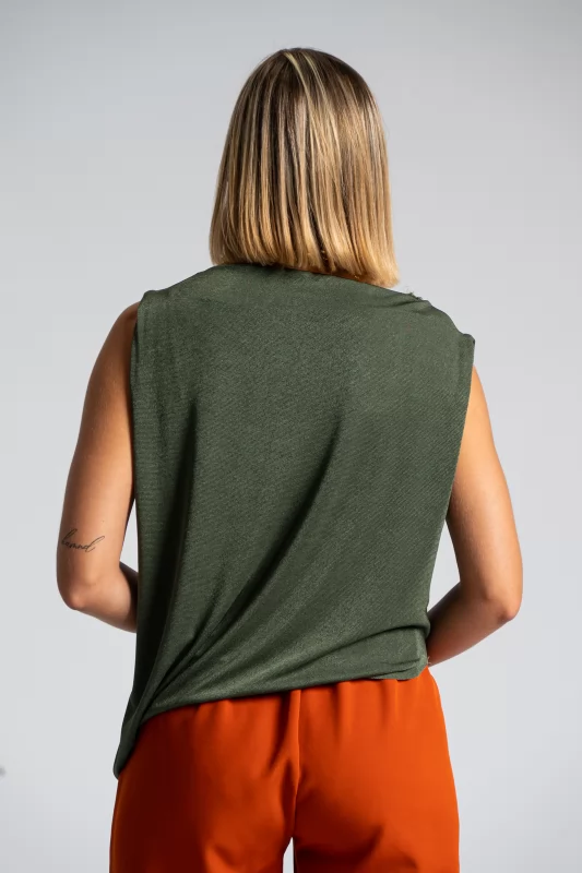 Blouse Sleeveless Draped Asymmetric