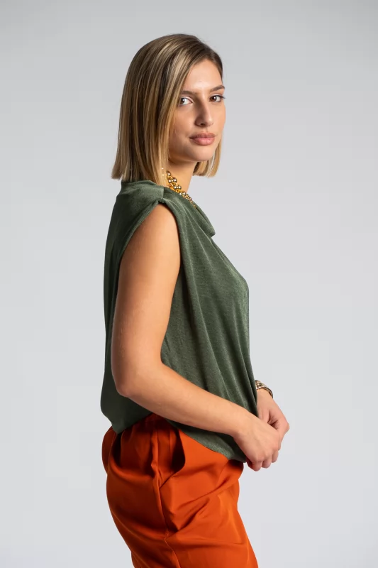 Blouse Sleeveless Draped Asymmetric