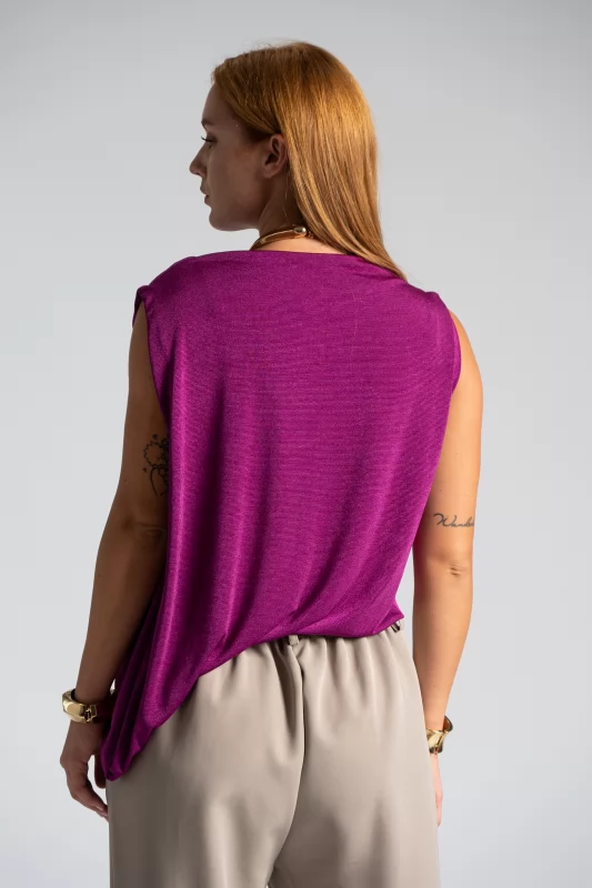 Blouse Sleeveless Draped Asymmetric