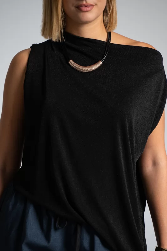 Blouse Sleeveless Draped Asymmetric