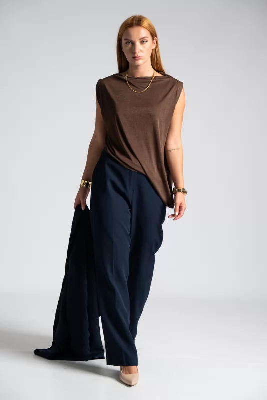 Blouse Sleeveless Draped Asymmetric