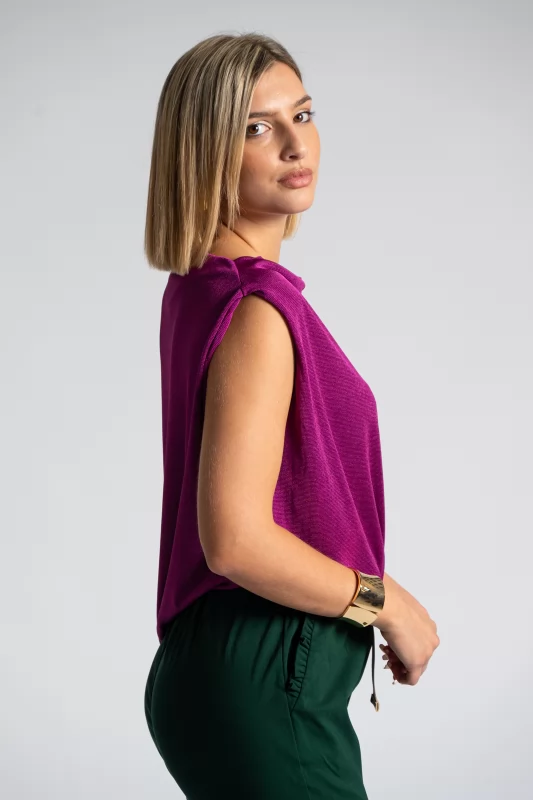 Blouse Sleeveless Draped Asymmetric