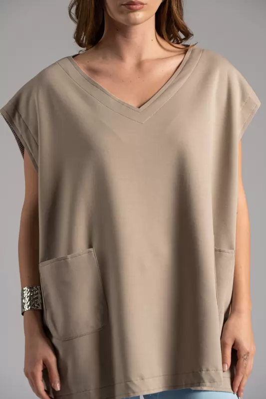 Blouse Sleeveless Pockets