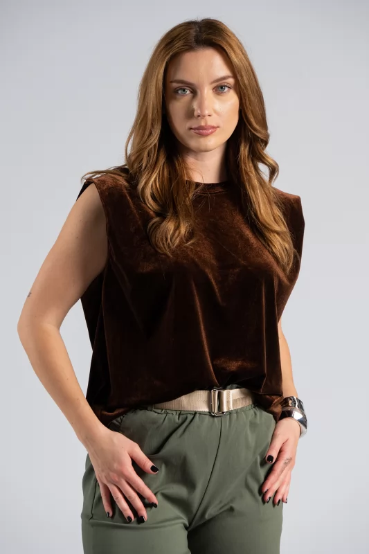 Sleeveless Velvet Blouse