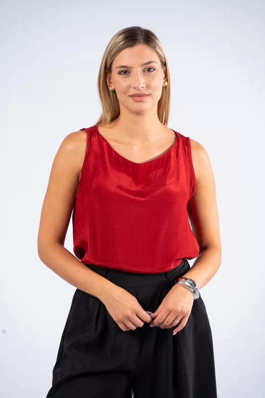 Blouse Sleeveless Wine Red