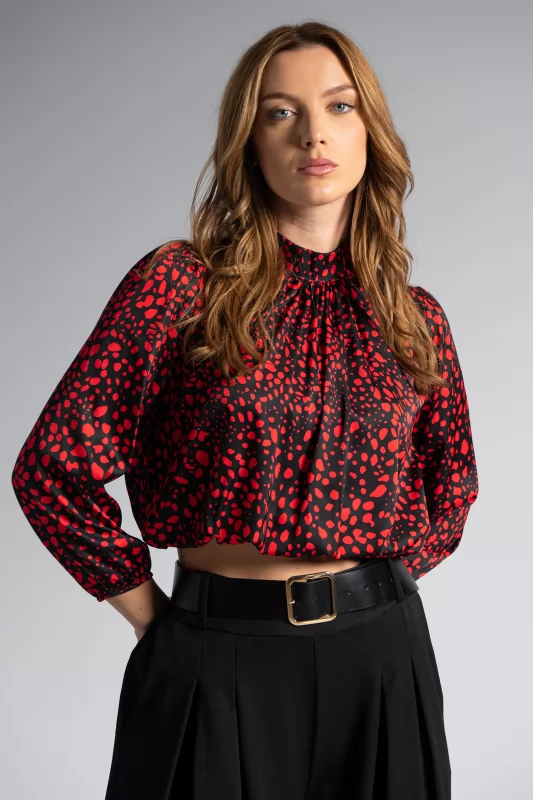 Cropped Blouse Animal Pattern