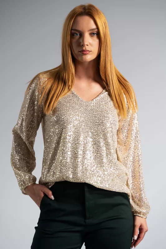 Sparkling Blouse Transparent Sleeves