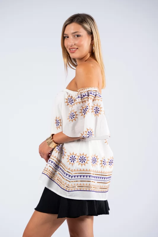 Ethnic Blouse Purple-White