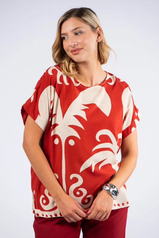 Blouse Palm Sand-Red