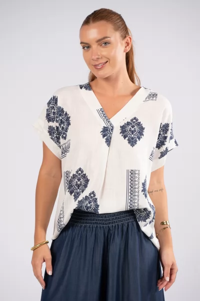 Blouse Ismini Navy-White