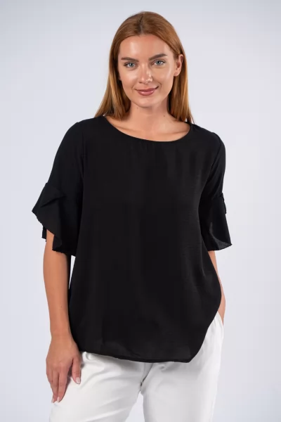 Blouse Necklace Volant Black