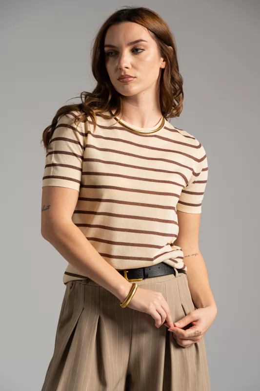 Blouse Short Sleeve Striped