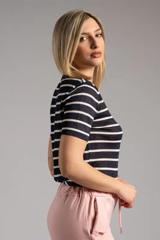 Blouse Short Sleeve Striped