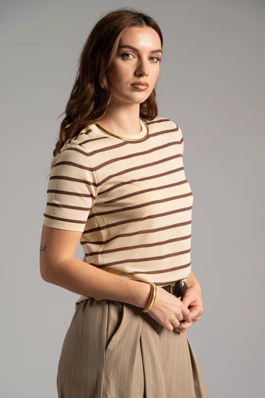 Blouse Short Sleeve Striped