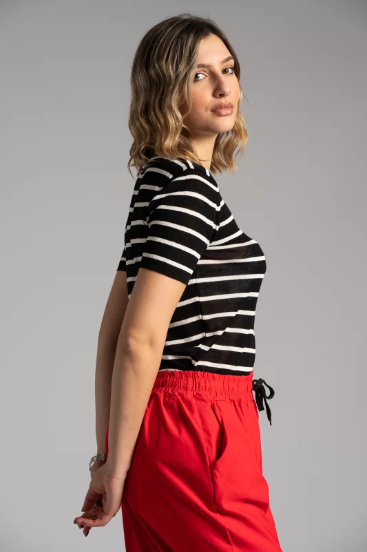 Blouse Short Sleeve Striped