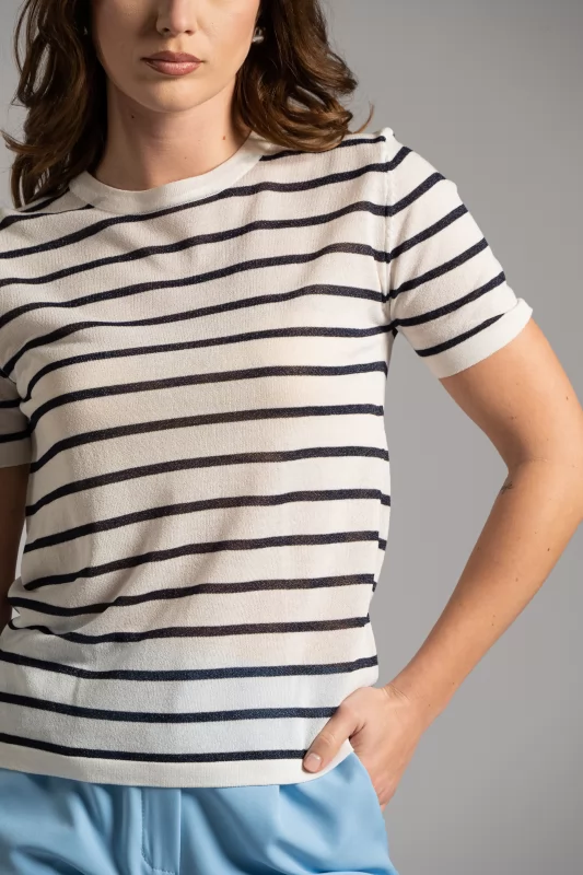 Blouse Short Sleeve Striped