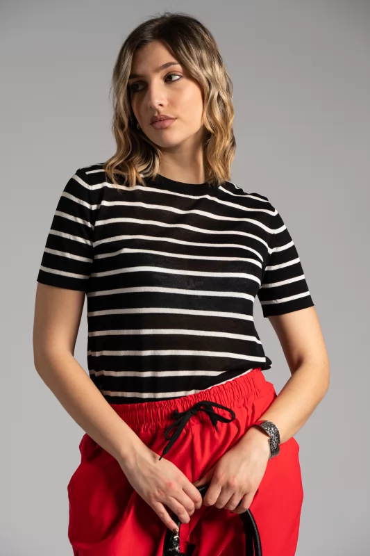 Blouse Short Sleeve Striped