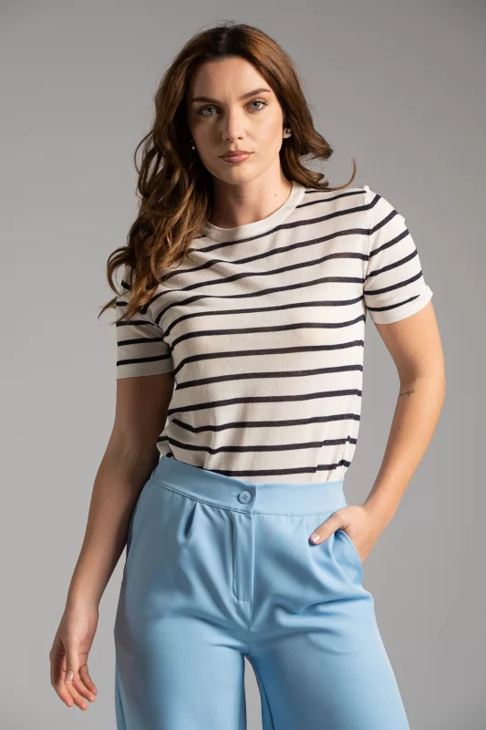 Blouse Short Sleeve Striped