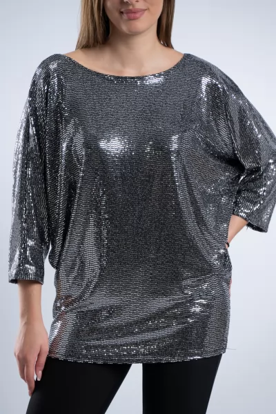 Blouse Batwing Shimmer Silver