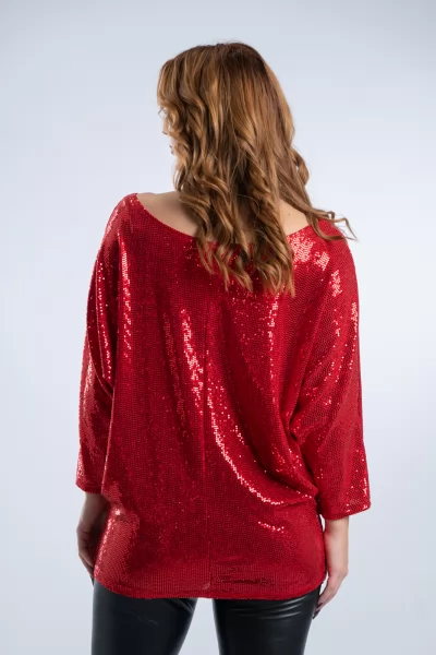 Blouse Batwing Shimmer Red