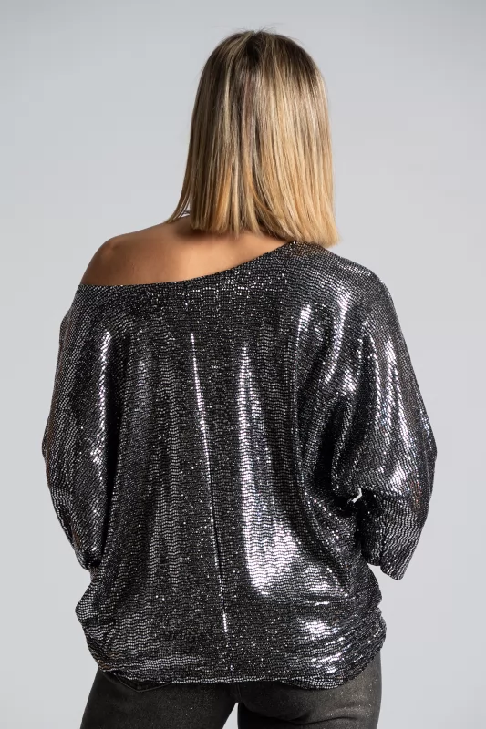 Blouse Batwing Shimmer Silver