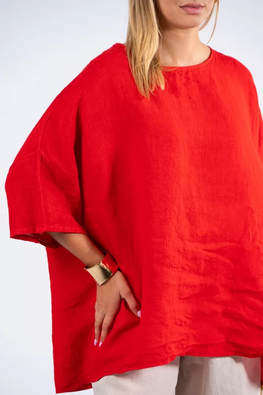 Blouse Over Linen Red