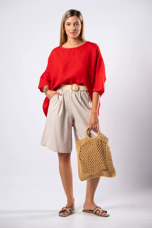 Blouse Over Linen Red